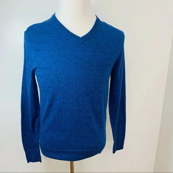 Old Navy Sweater Men Small V Neck   Blue Long Sleeve Cotton Blend Lightweight - Picture 1 of 12